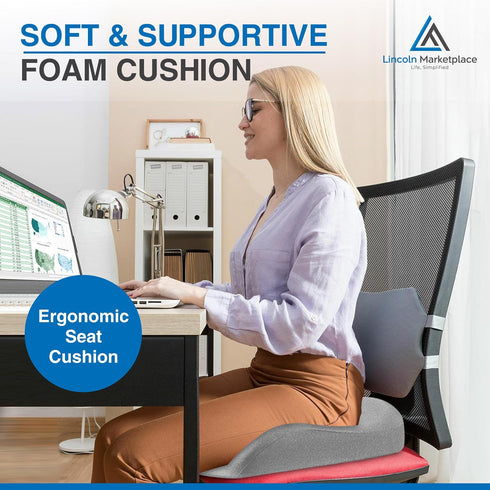 Generic Extra-Dense Memory Foam Seat Cushion Ergonomic Design for Pain Relief, Posture Support & Pressure Reduction
