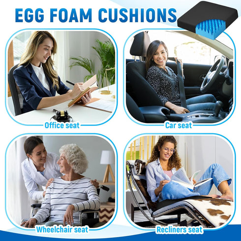 Geiserailie Set 4" (1 Set,Blue) Breathable Mesh Cover Egg Chair Cushion with Non-Slip Cover Egg Foam Pad for Chairs