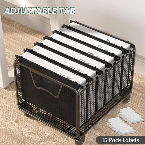 Plastic Hanging File Folder, Letter Size, 12 Pack, Reinforced with 2 Inch Expansion, Black