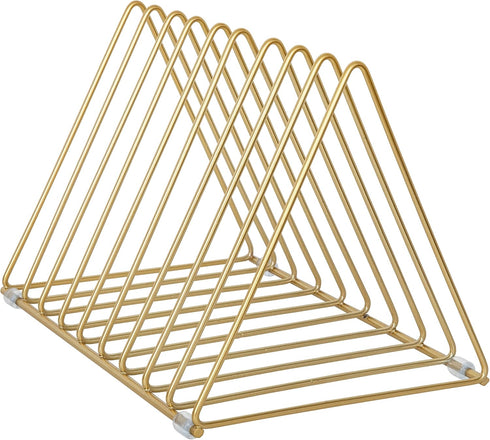 Martha Stewart Ryder Gold Mesh Metal 9 Slot Triangle Magazine File Holder, Desktop Organizer Sorter