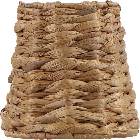 Aspen Creative 51008-1, 3" 4" 4" Empire Clip-On Chandelier Lamp Shade, Natural Water Hyacinth, Top x Bottom x Slant