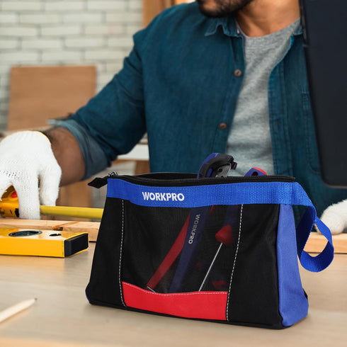WORKPRO 12" Tool Pouches with Zipper, Utility Bag Pouch for Tool Organizers and Storage, 2-Pack