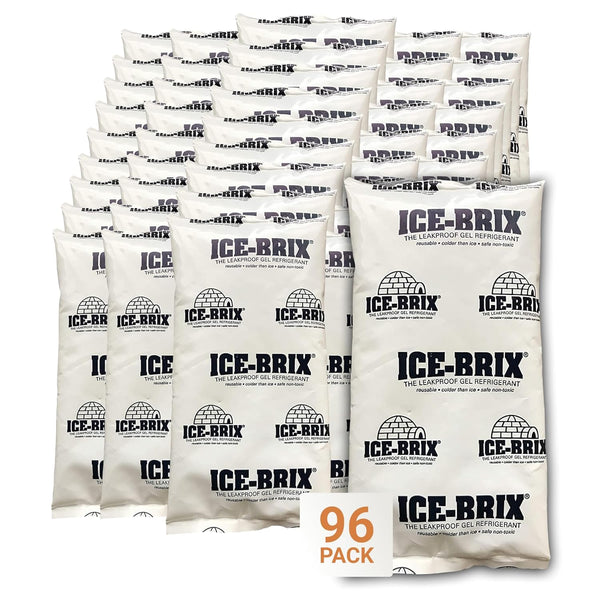 AVIDITI Ice-Brix Ice Packs, Food-Safe Reusable Refrigerant Gel Ice Packs, 5” x 2 ¾”, (96 Pack)