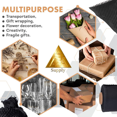 Packing 15 Inch 100 Packing Packaging APQ Supply Black Honeycomb Paper for Moving Breakables, x Feet. Fragile Shipping