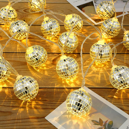 40 9.84 Inch Nosiny Disco Ball String Lights Mirror LED Party String Light Disco Party Decorations for Christmas Wall