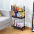 KINGRACK 3-Tier Metal Rolling Utility Cart, Slim Storage Trolley for Kitchen, Bathroom, Laundry Room, Office, Black