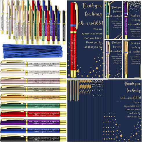 Sayglossy 40 Sets Employee Appreciation Gifts Inspirational Ballpoint Pen with Thank You Greeting