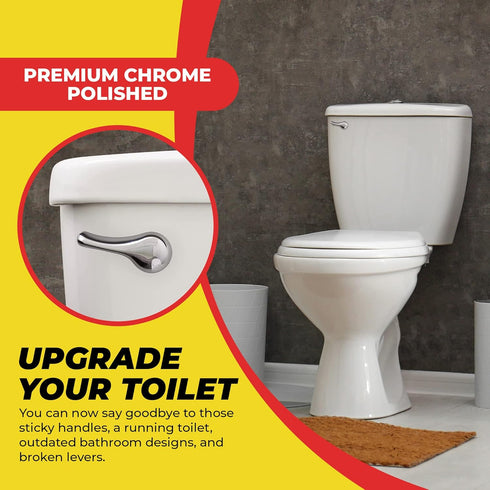 Qualihome Front Mount Chrome Toilet Handle Replacement Kit with 2 Inch Universal Flapper
