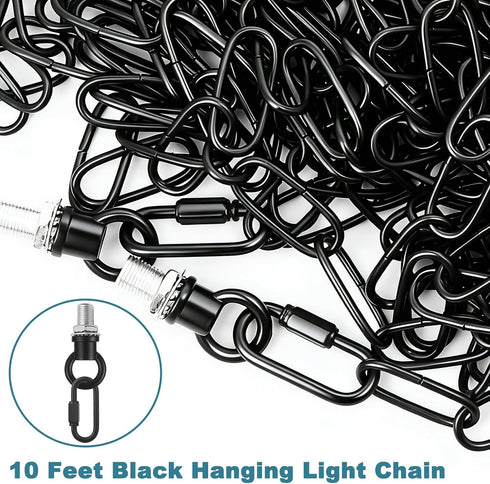 10 66 garini Feet Industrial Black Light Fixture Chain, Adjustable Metal Pendant Chandelier Chain Extension