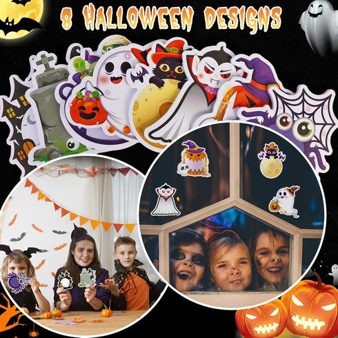 Halloween Sticky Notes 8 Pieces, Self-Adhesive Funny Notepads with Pumpkin Cat Design, Cute Memo Pads for School, Office