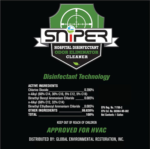 SNiPER Hospital Disinfectant, 32 Ounce Spray, Odor Eliminator & All-Purpose Cleaner