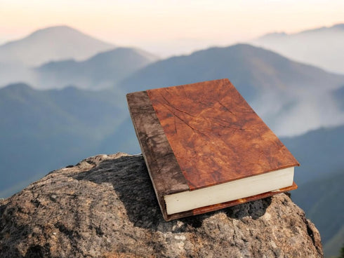 Kathmandu Valley Co. Nepali Eco Writing Journal - Extra-Thick Vintage Handmade Lokta Paper, 6x9 Inches, Rustic Curry