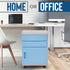 SereneLife 2 Drawer Rolling Cabinet, 3 Compartment Organizer Filing Desk with Coded Lock, Gray/Blue, 16.25” L x 16.5” W