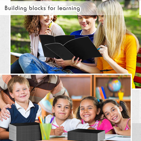 Handepo 100 Pack Kraft Notebooks, 60 Pages Ruled Lined Soft Cover Journals for Students, Office Supplies (Black, A5)