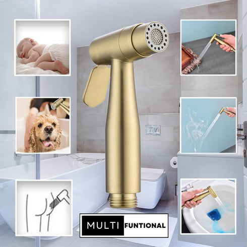 Stainless Steel Bidet Sprayer for Toilet, Gold Finish with Jet and Soft Spray Modes, Handheld Sprayer for Cloth Diaper