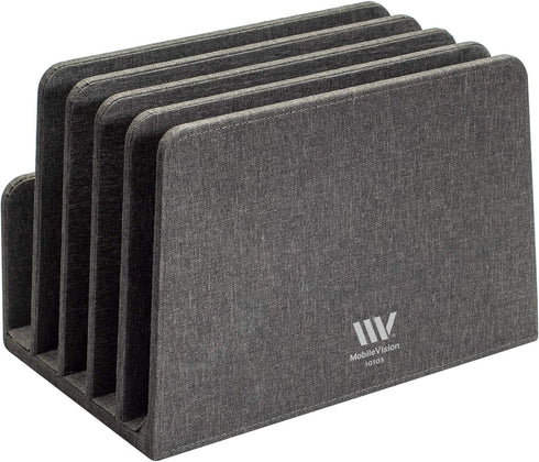MobileVision Executive Dark Gray Desktop File Folder Organizer with 5 Slot Dividers and Paper Tray