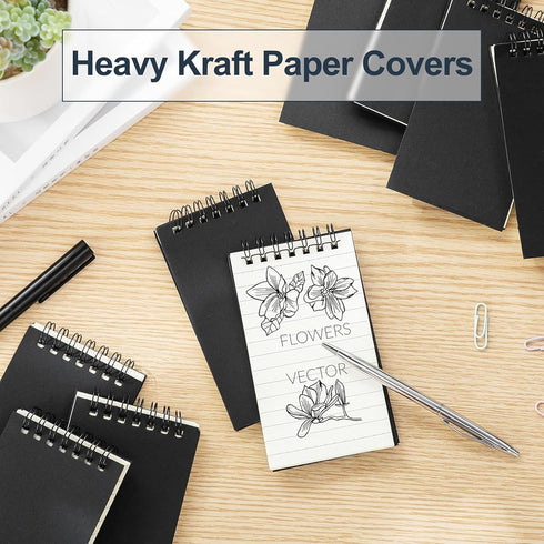 Small Spiral Notepads Bulk Pocket Notebooks, 3" x 5", 120 Pages Lined College Ruled Journal Mini Notepads