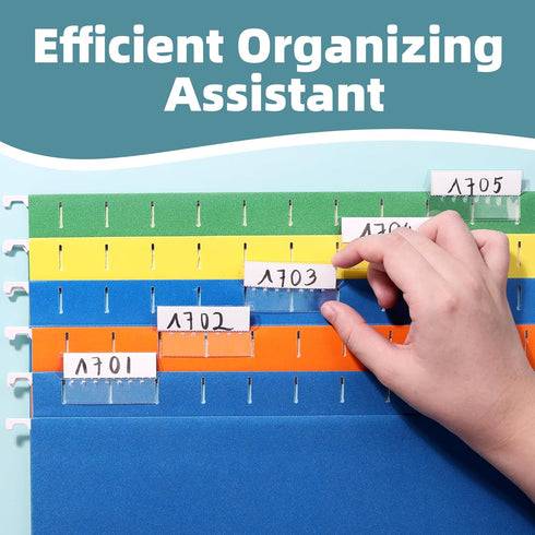File Folder Labels - SUNEE 100 Sets Hanging File Folder Tabs Labels and Inserts for Folders
