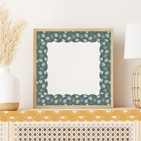 Whaline 82Ft Modern Boho Bulletin Board Borders, Sun Moon Leaves Trim Border for School Classroom Office Decor