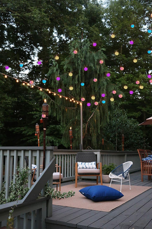 Lemontec 25 Bulbs IP65 8 4 15ft Solar Led Smart String Lights, LED RGBW Color Changing Patio String Light App Control