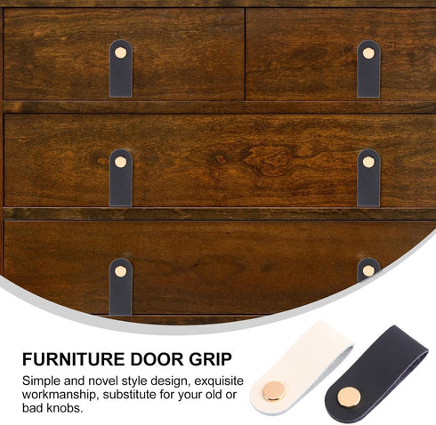 8pcs NOLITOY Leather Grip Drawer Handles with Screws, Cabinet and Shoe Cabinet Pulls, Single Hole Black and White