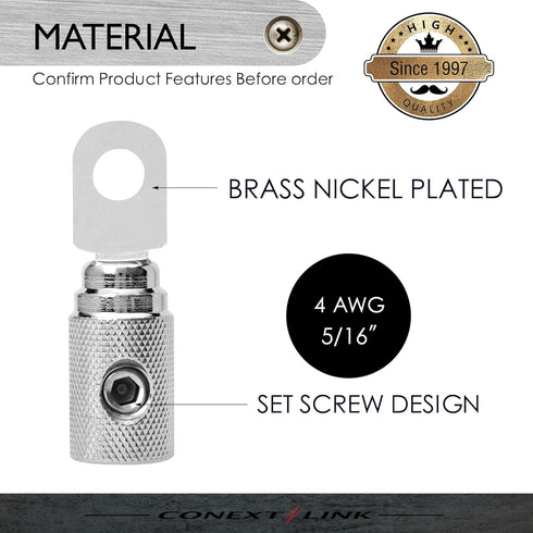 Conext Link RT4N-2 Set Screw Ring Terminal 2 Pack (4 Gauge, Nickel) (16615)