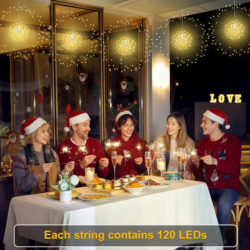 Dofulay 120 8 2 Pack Outdoor Lights Firework LED Waterproof Modes with Remote Wedding Decorative Hanging Lights