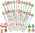 KIMOBER 24PCS Christmas Pencils, Multi Point Stackable Push Pencil with Santa, Christmas Tree, Snowman for Kids