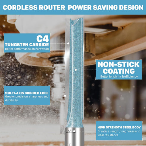 1/2" 1/2" 2-1/2" KEENTECH Carbide Tipped Extra Long Straight Router Bit for Woodworking, Shank, Cutting Diameter x