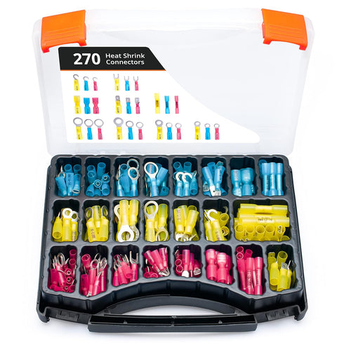 Wirefy Heat Shrink Wire Connectors Kit - Resistant Electrical Connectors - Automotive Butt Connectors - Insulated Ring,