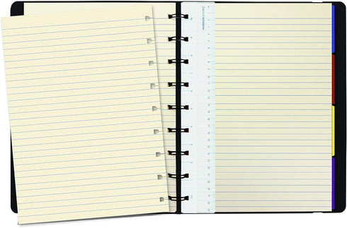 FILOFAX REFILLABLE NOTEBOOK CLASSIC, 9.25" x 7.25" Black - Elegant leather-look cover with moveable pages - Elastic closure, index, pocket and page marker (B115901U) by Filofax
