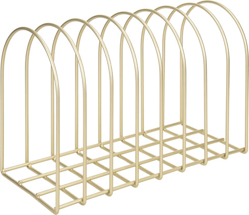 MyGift Large Brass Metal Wire Document Holder, 8-Slots File Folder Organizer Rack with Arch Design