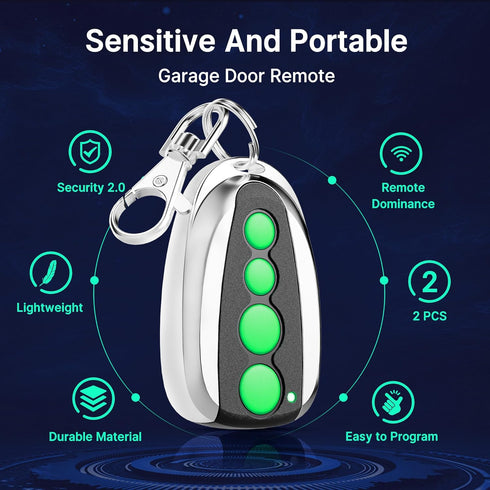 CreaCity M12 4-Button (2-Pack) Remote Control Transmitter for Swing/Sliding Gate Opener, Compatible with Lockmaster