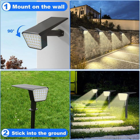 DEALGADGETS IP65 44 3 4 Pack Solar Spot Lights Outdoor, Waterproof LED Landscape Spotlights, Solar Powered Spotlight