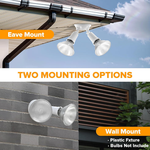 2 Pack 300 Par38 LUTEC Adjustable Twin Par Holder Outdoor Flood Lights, Switch Controlled Security Lights, Floodlights