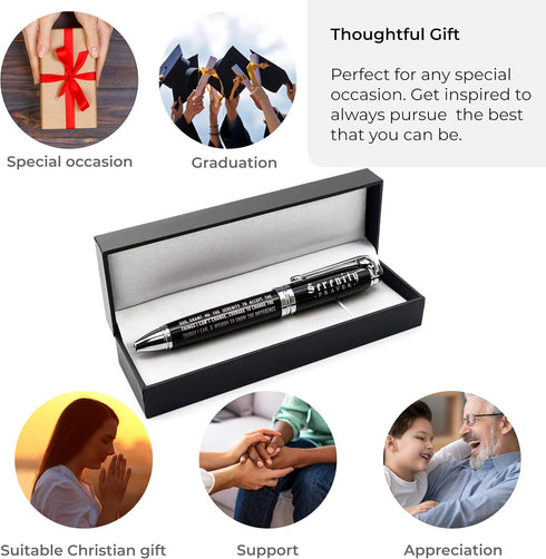 Inkstone Serenity Prayer Engraved Inspirational Gift Pen with Presentation Box, Faith Sobriety Recovery Quote
