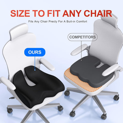 Benazcap Medium Large Memory Seat Cushion for Office Chair Ergonomic Cushions Pad Pillow for Pressure Relief Sciatica
