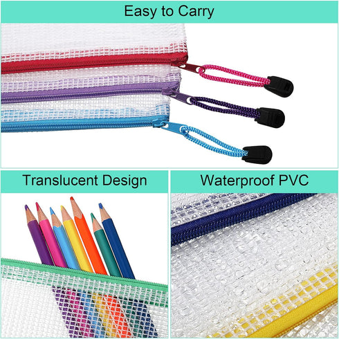 Harloon 150 Pack Bulk Pencil Pouch, 9.5 x 4.5 Inch Clear Mesh Zipper Cases for Office, Travel, Cosmetics, Toiletry Bags