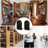 FodPand Gold and Silver Space Themed Wood Bookends Decorative Non-Slip Bookends Heavy Duty Book Ends Modern Book Ends
