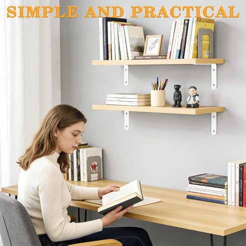 Wood,5x3 Inch White,Pack 4 Alise Floating Shelf Brackets,L Brackets for Shelves Heavy Duty Shelving Brackets Stainless