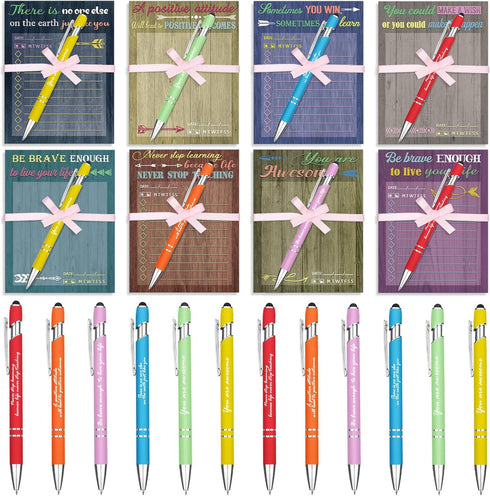 Outus 72 Pcs Inspirational Gift Set, Motivational Notepads with Pens, Sticky Notes for Study Planner Office Supplies