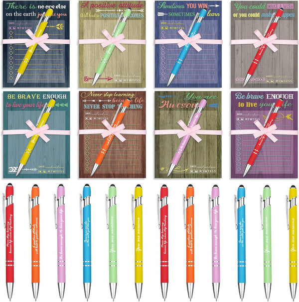 Outus 72 Pcs Inspirational Gift Set, Motivational Notepads with Pens, Sticky Notes for Study Planner Office Supplies