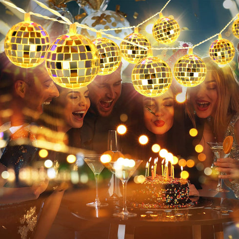 20 Mamma 70s 80s 90s AceList LED Disco Ball String Light for Mia Dance Party, Disco Ball Decor Battery Powered and USB
