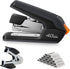 Deli Effortless Desktop Stapler, 40 Sheet Capacity, One Finger Touch Stapling, Ergonomic Heavy Duty, Includes 1500