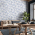 17.7"x118" Blue Grey Floral Peel and Stick Wallpaper, Iris Flower Bouquet Mural for Bedroom Nursery
