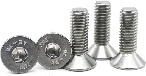Fullerkreg 18-8 Stainless Steel Hex Drive Flat Head Screw M6 x 1 mm Thread, 25 mm Long, Packs of 25
