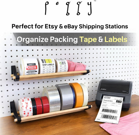 12 (3PK PEGGY Pegboard Accessory Hook and Dowel Organizer Storage for Tape, Steel Wire Spools, Ribbon, Crafts, Hobby