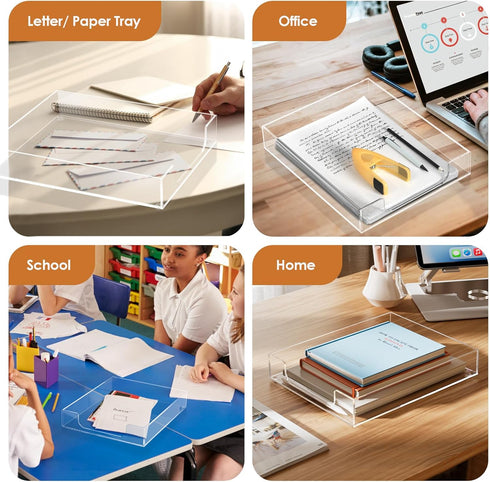 MaxGear Acrylic Letter Tray, Clear Document Organizer for Magazines, Folders, Notebooks, Desk Accessories