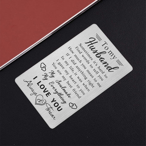 Gifts for Husband Wallet Card, Wedding Anniversary Card for Him, Romantic Birthday Gifts from Wife