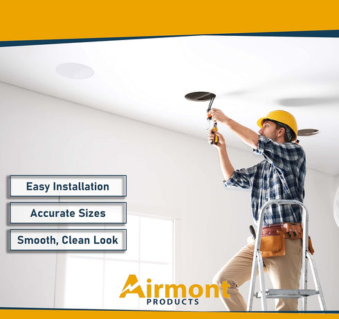 (Pack of 4) Airmont Products AP-12077, 5-inch Ceiling Blank-Up Cover with Center Screw, White Metal